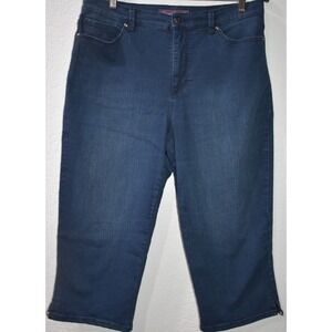 Gloria Vanderbilt Amanda Capris Blue Classic Rise Size 14 Stretch Denim 5-Pocket